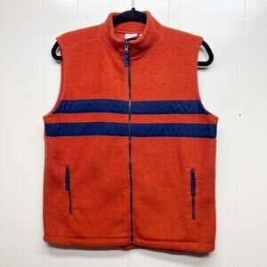 TKS Vintage Boys Fleece Full Zip Orange Vest Size M (10/12) Zip Pockets